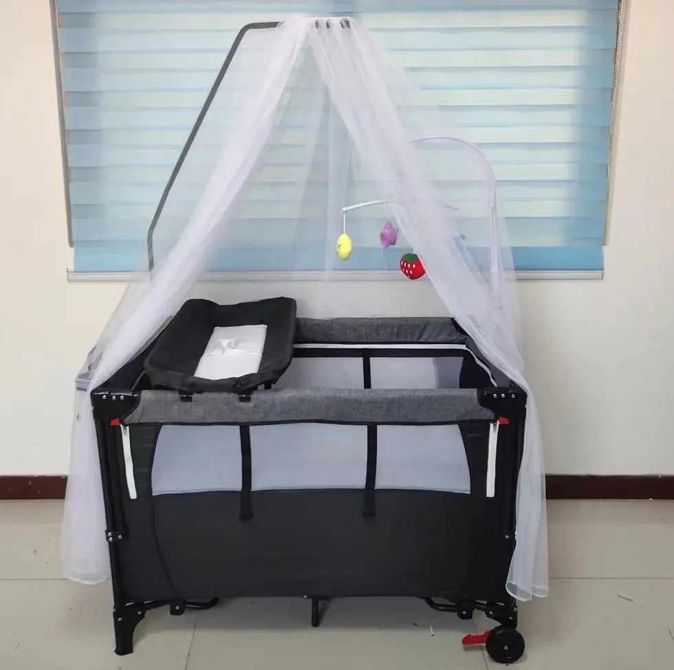 JMT-106250 Portable Foldable Baby Playbed Crib – Rocking Design for Newborns, Space-Saving and Convenient