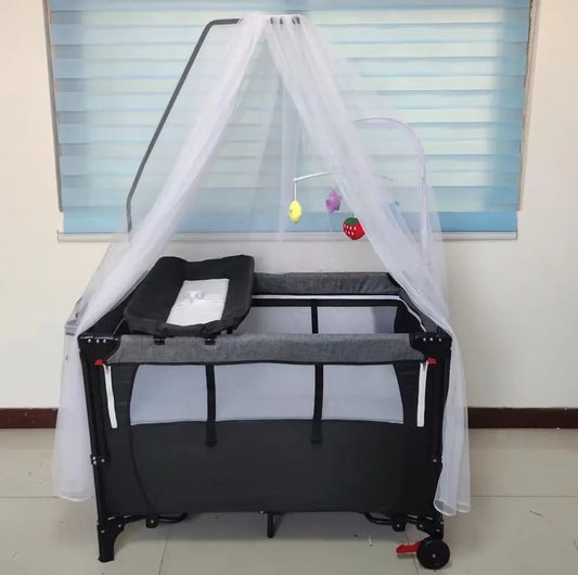JMT-106250 Portable Foldable Baby Playbed Crib – Rocking Design for Newborns, Space-Saving and Convenient