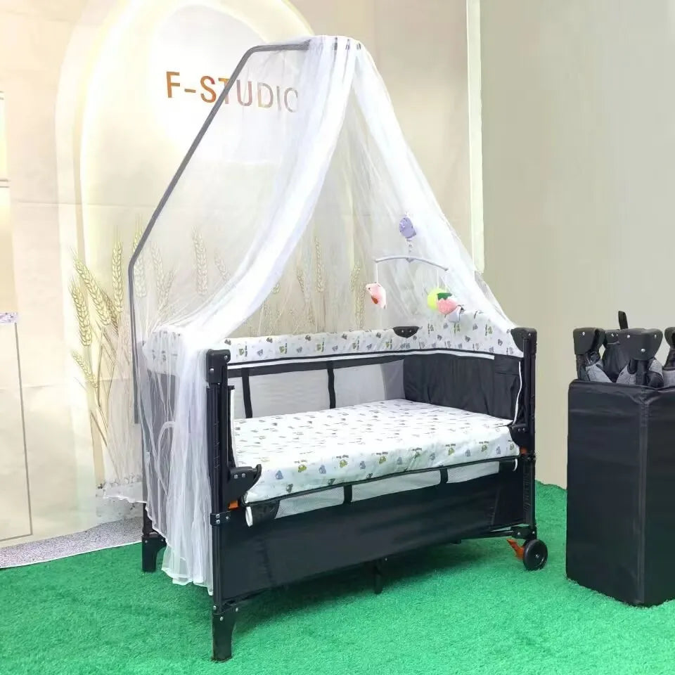 JMT-106250 Portable Foldable Baby Playbed Crib – Rocking Design for Newborns, Space-Saving and Convenient