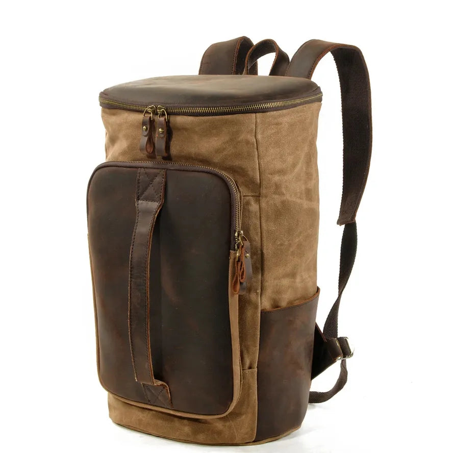 JMT-106698 Canvas Weekend Duffle Bag with Leather Trim for Men - 26x23x43cm