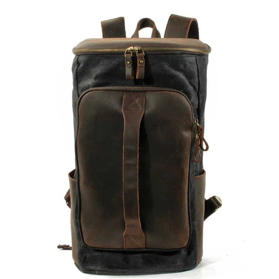 JMT-106698 Canvas Weekend Duffle Bag with Leather Trim for Men - 26x23x43cm