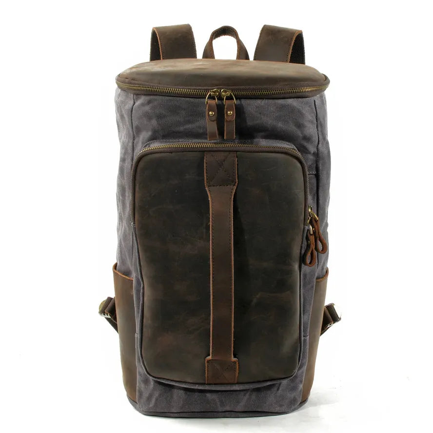 JMT-106698 Canvas Weekend Duffle Bag with Leather Trim for Men - 26x23x43cm