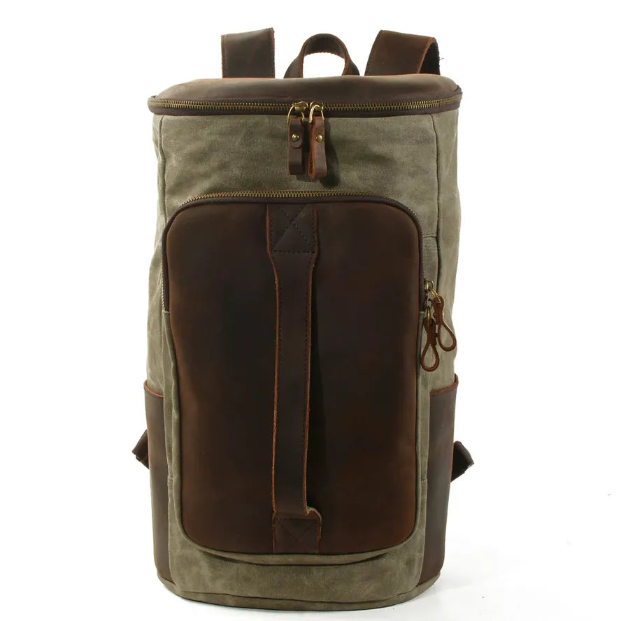 JMT-106698 Canvas Weekend Duffle Bag with Leather Trim for Men - 26x23x43cm