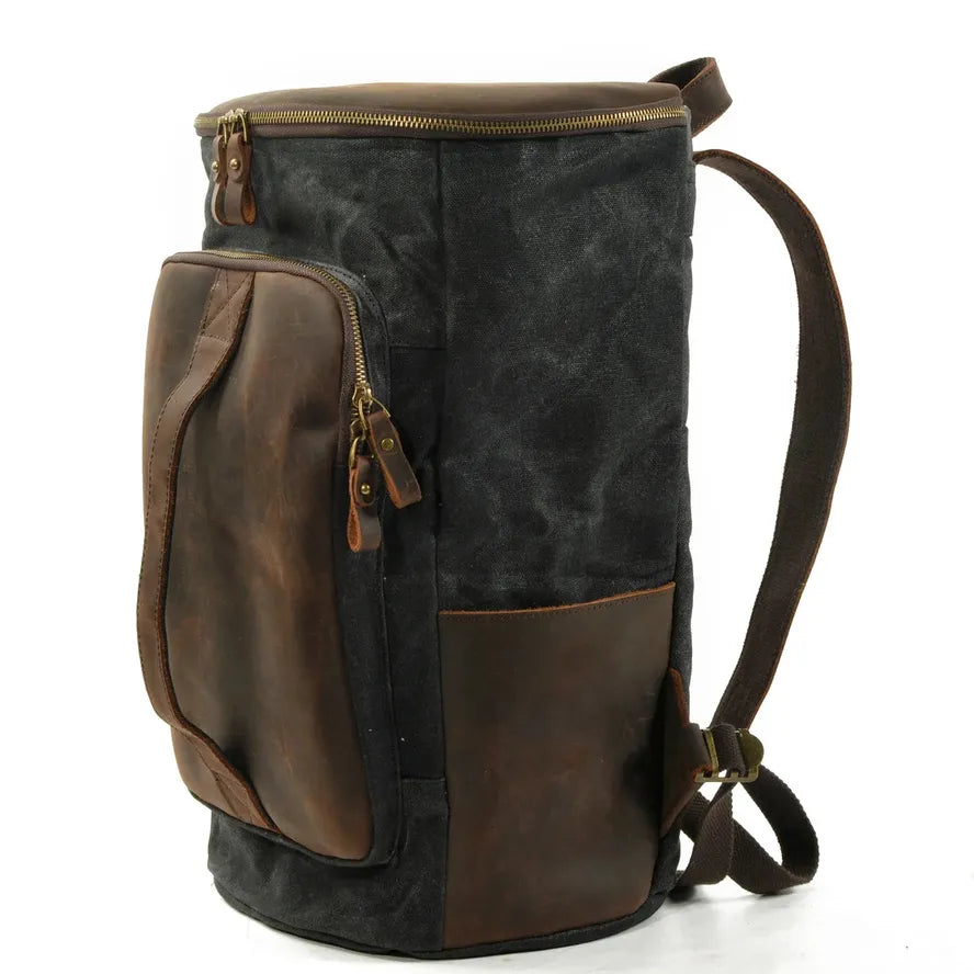 JMT-106698 Canvas Weekend Duffle Bag with Leather Trim for Men - 26x23x43cm