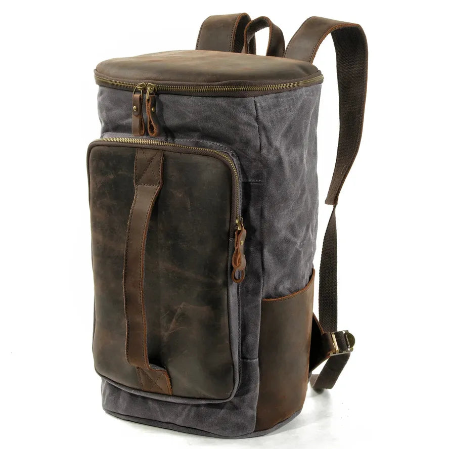 JMT-106698 Canvas Weekend Duffle Bag with Leather Trim for Men - 26x23x43cm