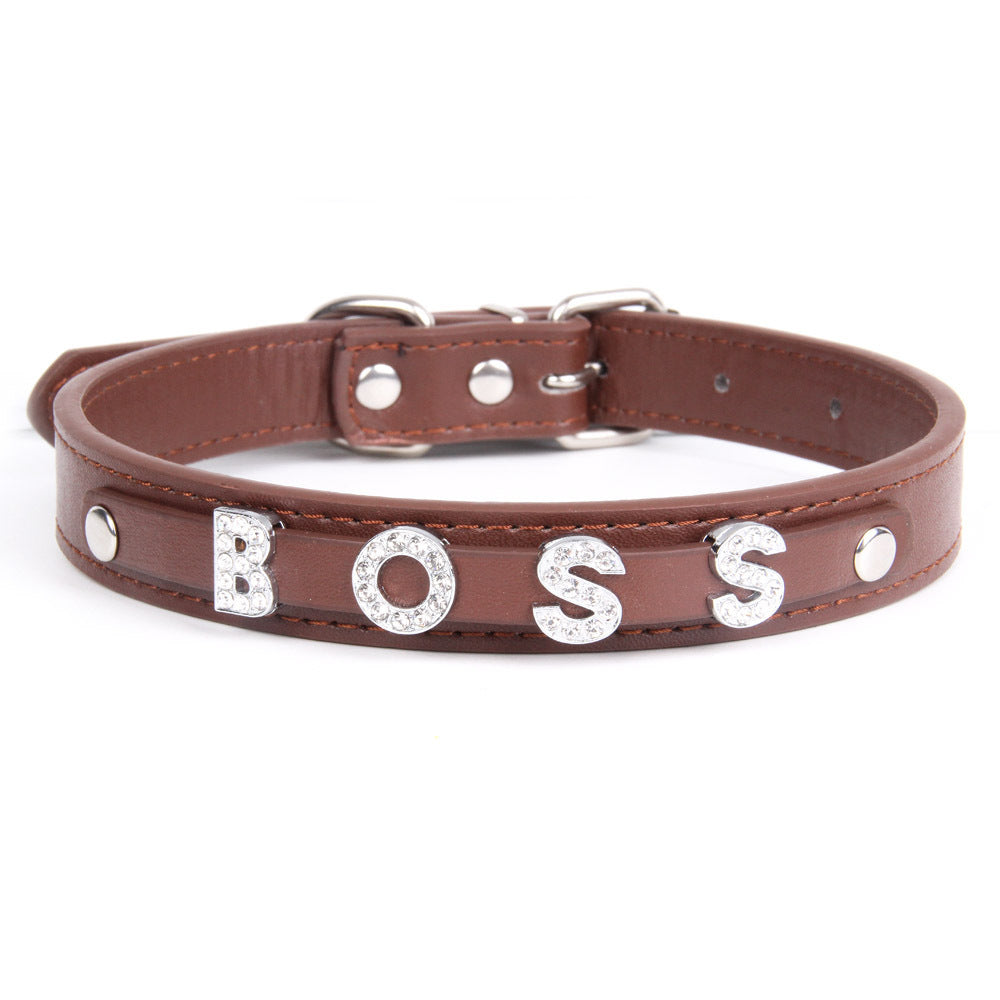 JMT-106954 Personalized PU Leather Pet Collar for Small and Medium Dogs with Convenient Alloy Nail Design