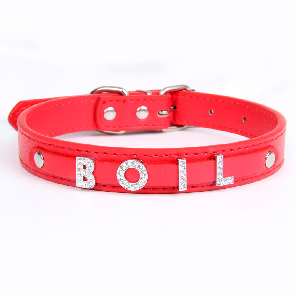JMT-106954 Personalized PU Leather Pet Collar for Small and Medium Dogs with Convenient Alloy Nail Design