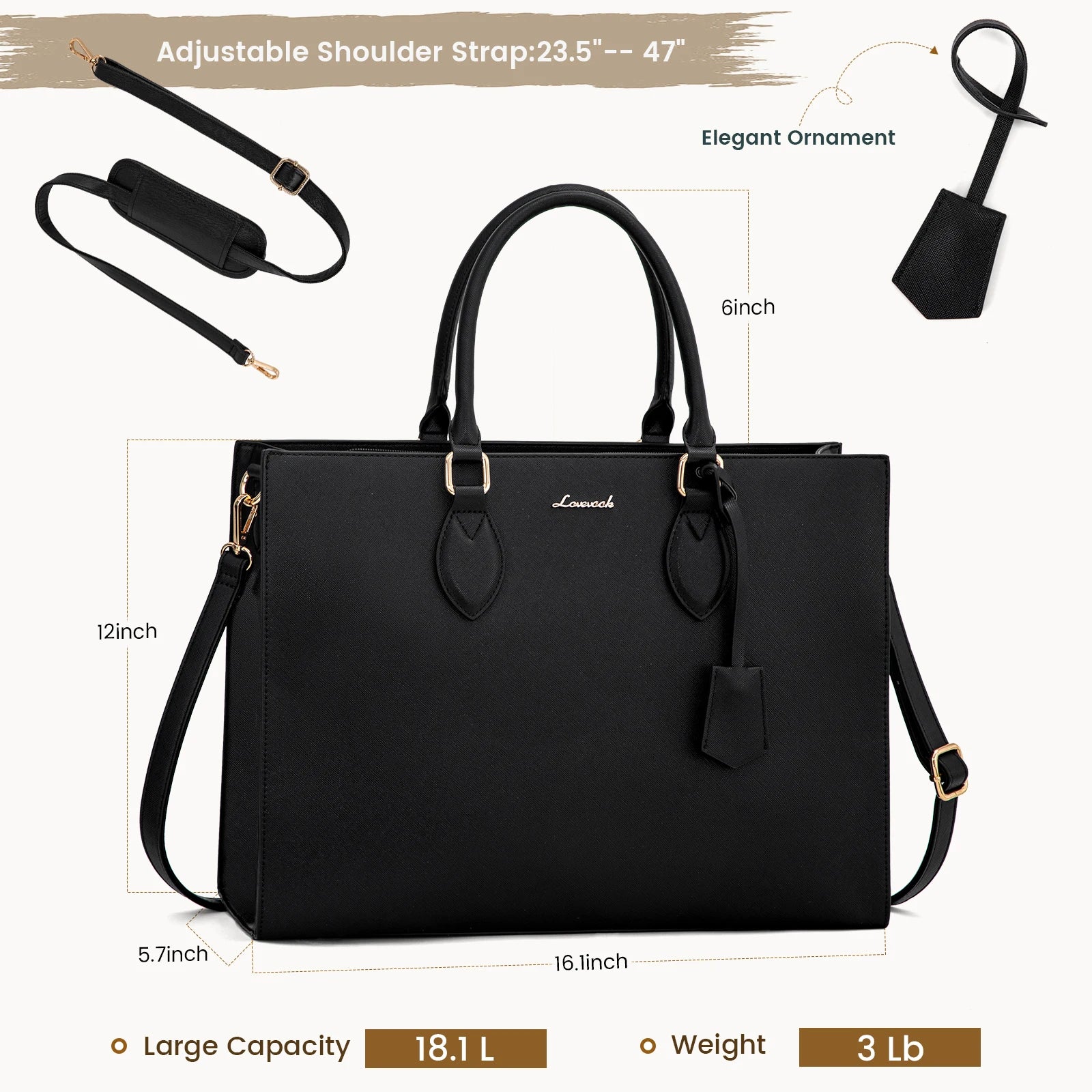 JMT-107274 Oversized PU Leather Tote Bag with Large Capacity for Office and Laptop Use