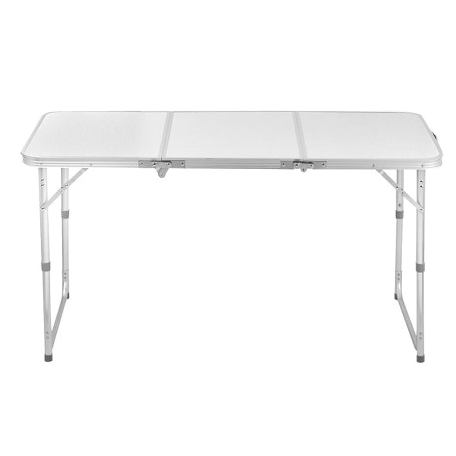 JMT-107338 Compact 4ft Silver Outdoor Folding Table - Aluminum Alloy, Lightweight Three-Fold Design, 30kg Capacity