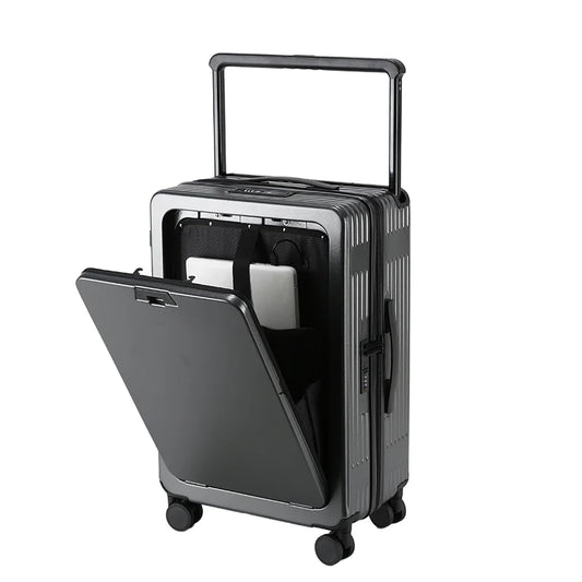JMT-107338 Compact Carry-On Trolley with Spinner Wheels and USB Port, Made from Durable PC Material