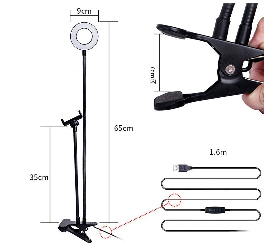 JMT-107466 Adjustable LED Selfie Ring Light with Universal Phone Holder and 360° Rotation, Perfect for Makeup and Photography