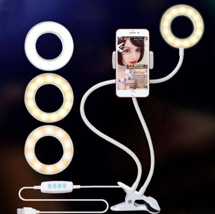 JMT-107466 Adjustable LED Selfie Ring Light with Universal Phone Holder and 360° Rotation, Perfect for Makeup and Photography