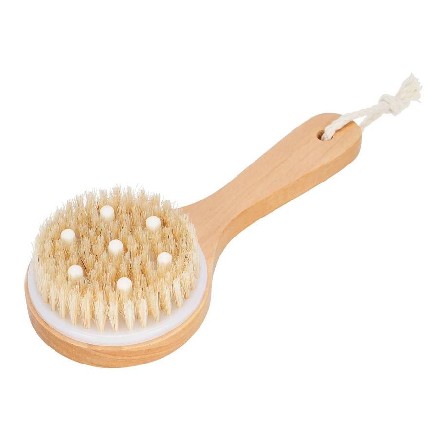 JMT-107530 Pet Bath Brush with Massage Points, Wooden Handle & Natural Bristles for Effective Grooming and Bathing