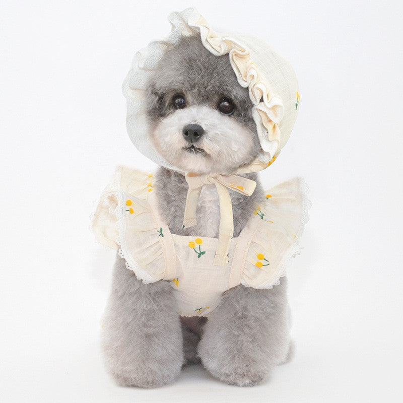 JMT-108362 Cherry Flying Sleeve Skirt for Dogs and Cats - Soft, Comfortable Pet Clothing in Various Sizes