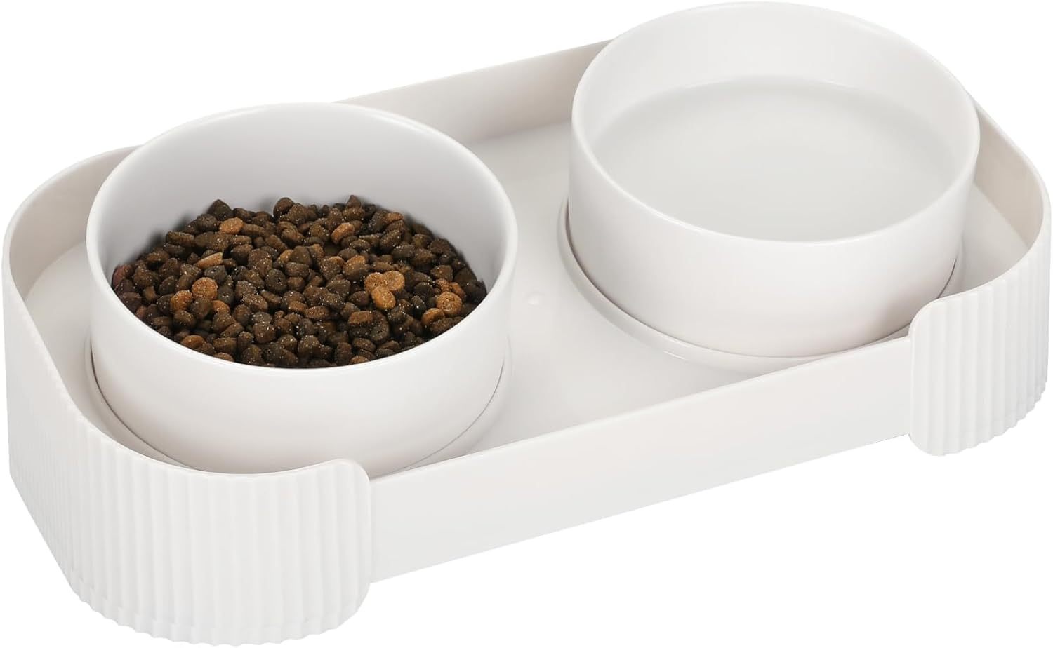 JMT-108426 Elevated Ceramic Cat Bowls with Tilted Stand for Easy Digestion and Anti-Vomiting Design
