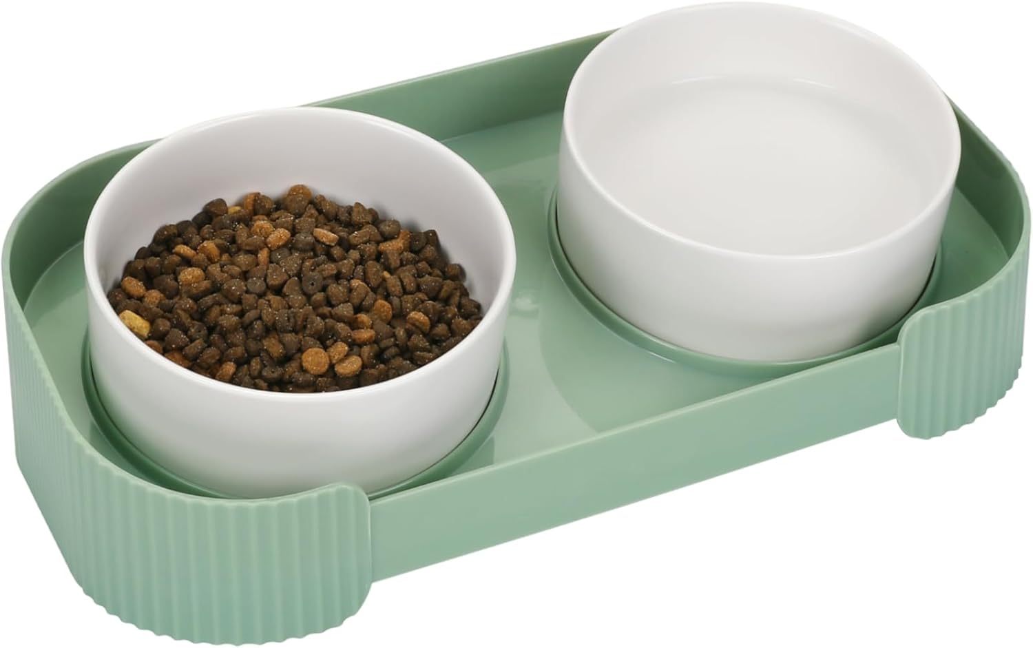 JMT-108426 Elevated Ceramic Cat Bowls with Tilted Stand for Easy Digestion and Anti-Vomiting Design