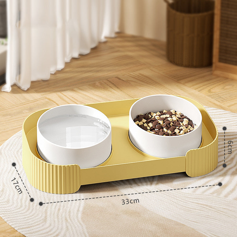 JMT-108426 Elevated Ceramic Cat Bowls with Tilted Stand for Easy Digestion and Anti-Vomiting Design