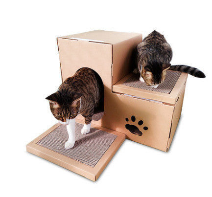 JMT-108618 Cat House with Dual Ladder, Grinding Disc, and Catnip Toy - Ventilated, All-Season Design, DIY Assembly