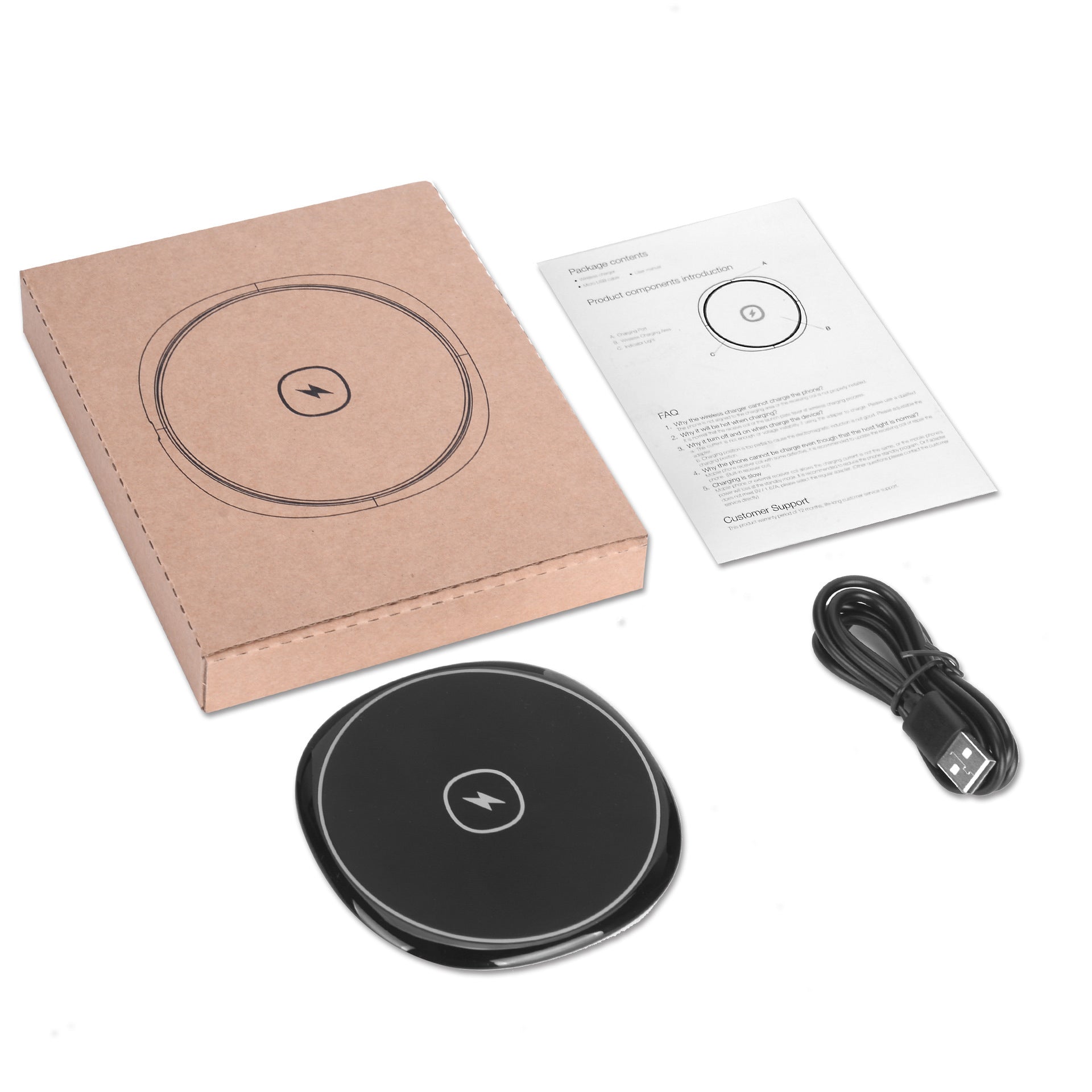JMT-108938 15W Fast Wireless Charger with Glossy Flat Surface for Apple and Huawei Phones
