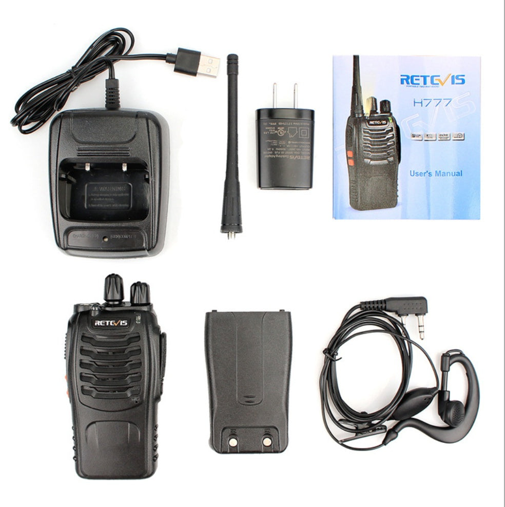 JMT-108938 Civil H777 Walkie Talkie with Single Frequency UHF 400-470MHz, Black, 1000mAh Battery