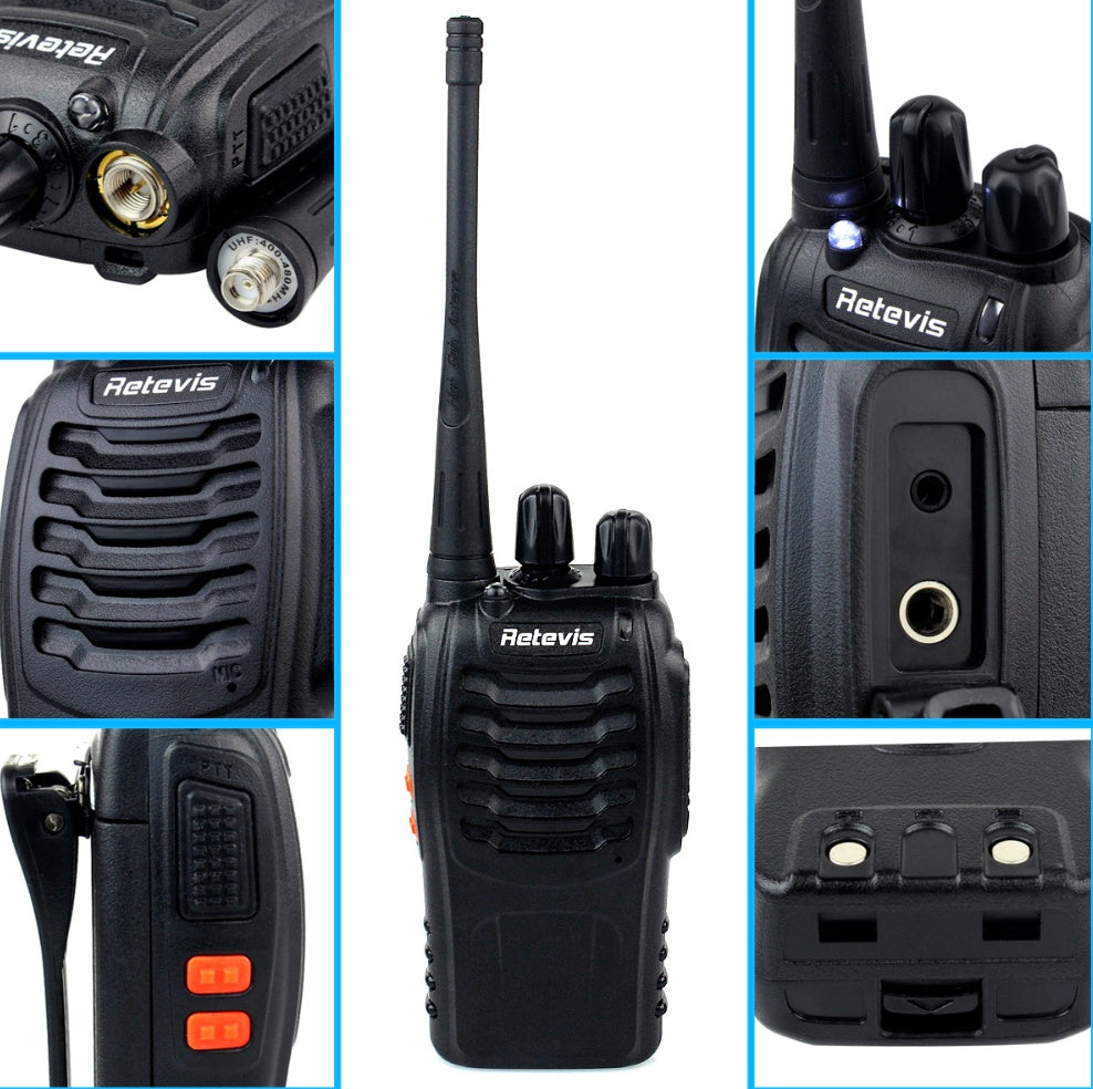 JMT-108938 Civil H777 Walkie Talkie with Single Frequency UHF 400-470MHz, Black, 1000mAh Battery