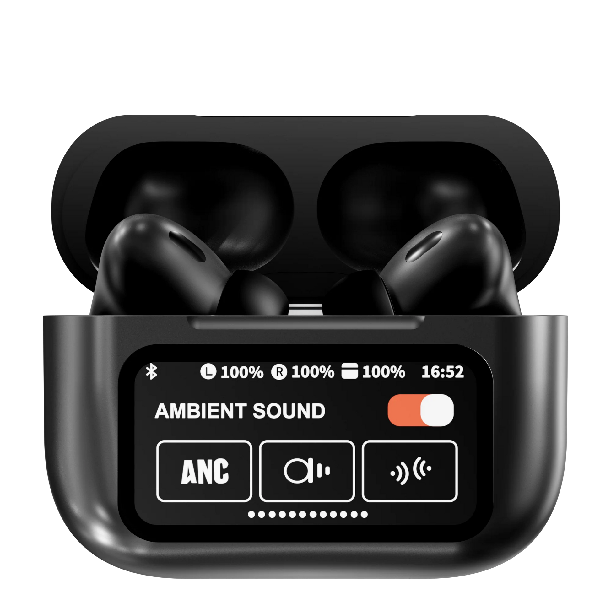 JMT-108938 Smart Touch Screen Wireless Earbuds with Active Noise Cancellation and Environmental Noise Cancellation – Bluetooth 5.4, Low Latency, Black/White