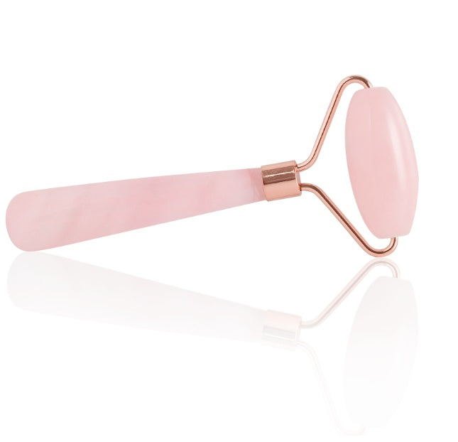 JMT-109002 Rose Quartz Roller Massage Tool for Neck, Face, Back, and Foot Care - 120mm Size