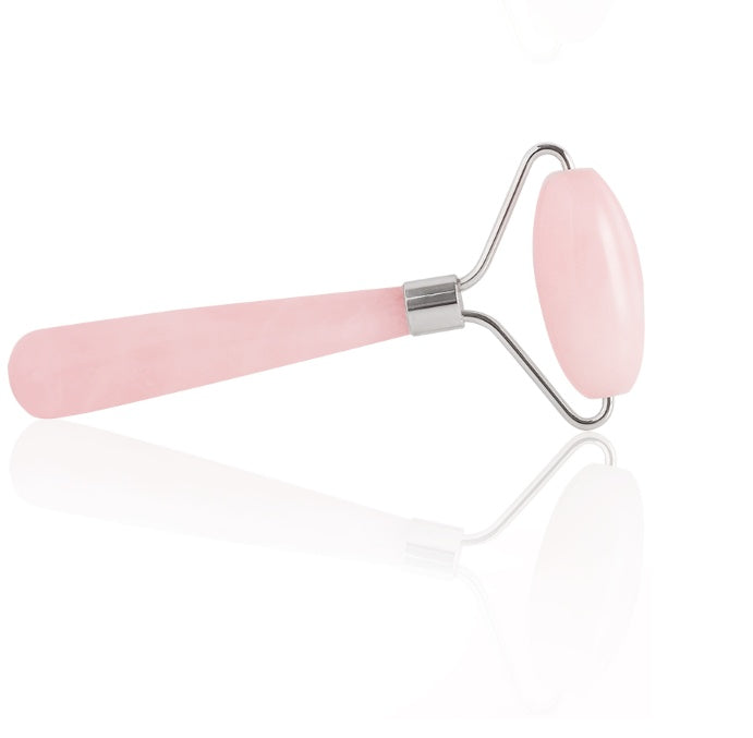 JMT-109002 Rose Quartz Roller Massage Tool for Neck, Face, Back, and Foot Care - 120mm Size