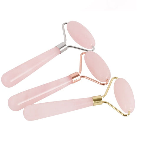 JMT-109002 Rose Quartz Roller Massage Tool for Neck, Face, Back, and Foot Care - 120mm Size