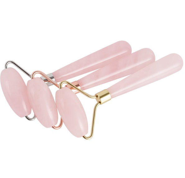 JMT-109002 Rose Quartz Roller Massage Tool for Neck, Face, Back, and Foot Care - 120mm Size
