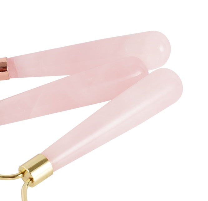 JMT-109002 Rose Quartz Roller Massage Tool for Neck, Face, Back, and Foot Care - 120mm Size