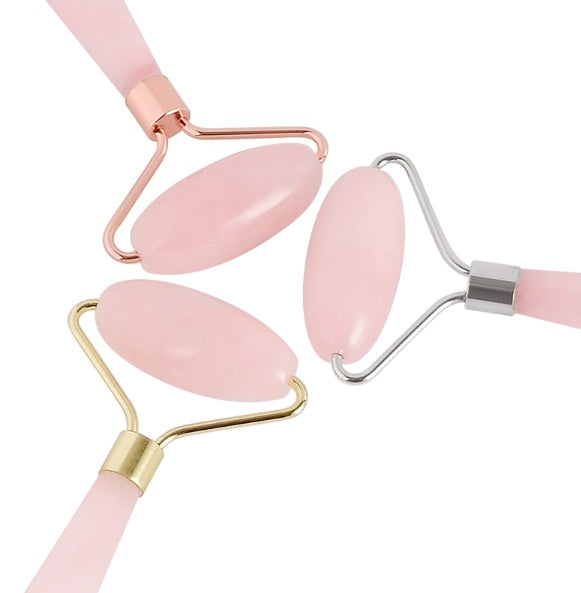 JMT-109002 Rose Quartz Roller Massage Tool for Neck, Face, Back, and Foot Care - 120mm Size