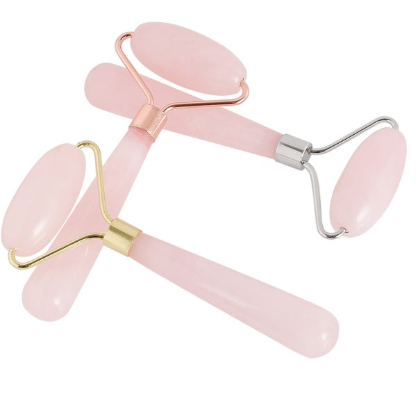 JMT-109002 Rose Quartz Roller Massage Tool for Neck, Face, Back, and Foot Care - 120mm Size
