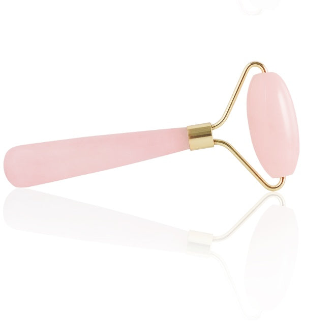 JMT-109002 Rose Quartz Roller Massage Tool for Neck, Face, Back, and Foot Care - 120mm Size