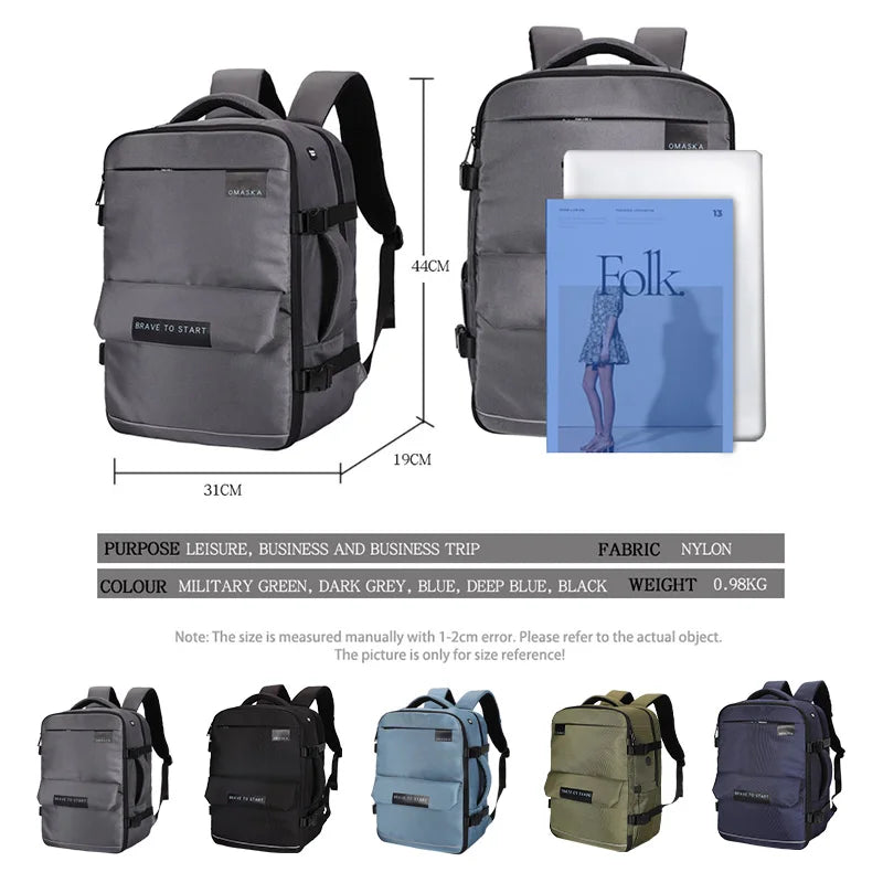 JMT-109770 Waterproof Nylon Laptop Backpack with USB Charging Port and Large Capacity for Students