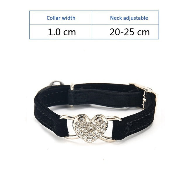 JMT-110410 Plush Fabric Pet Collar with Elastic Design and Bell - Monochrome Color Options