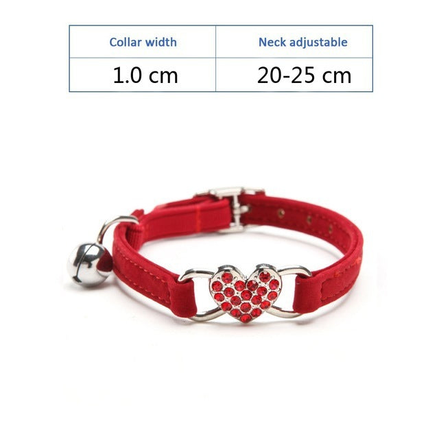 JMT-110410 Plush Fabric Pet Collar with Elastic Design and Bell - Monochrome Color Options