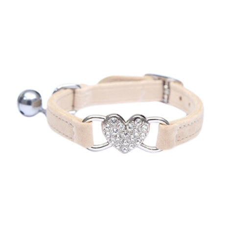 JMT-110410 Plush Fabric Pet Collar with Elastic Design and Bell - Monochrome Color Options