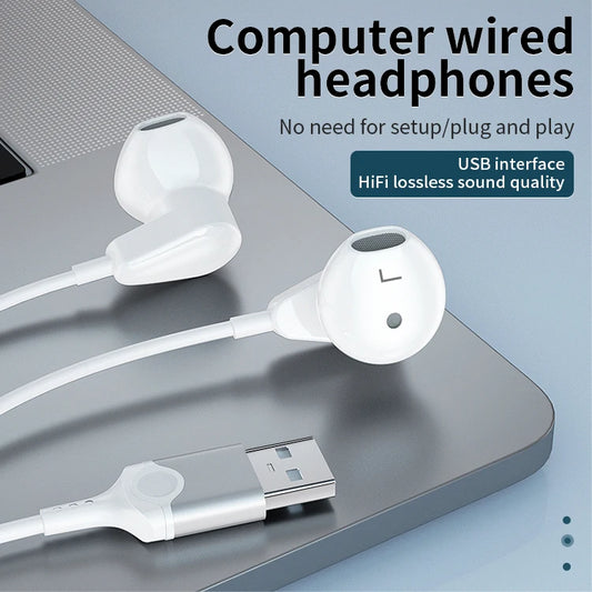 JMT-110410 USB Wired Gaming Headphones with 2.3M Cable, Built-in Microphone and Volume Control