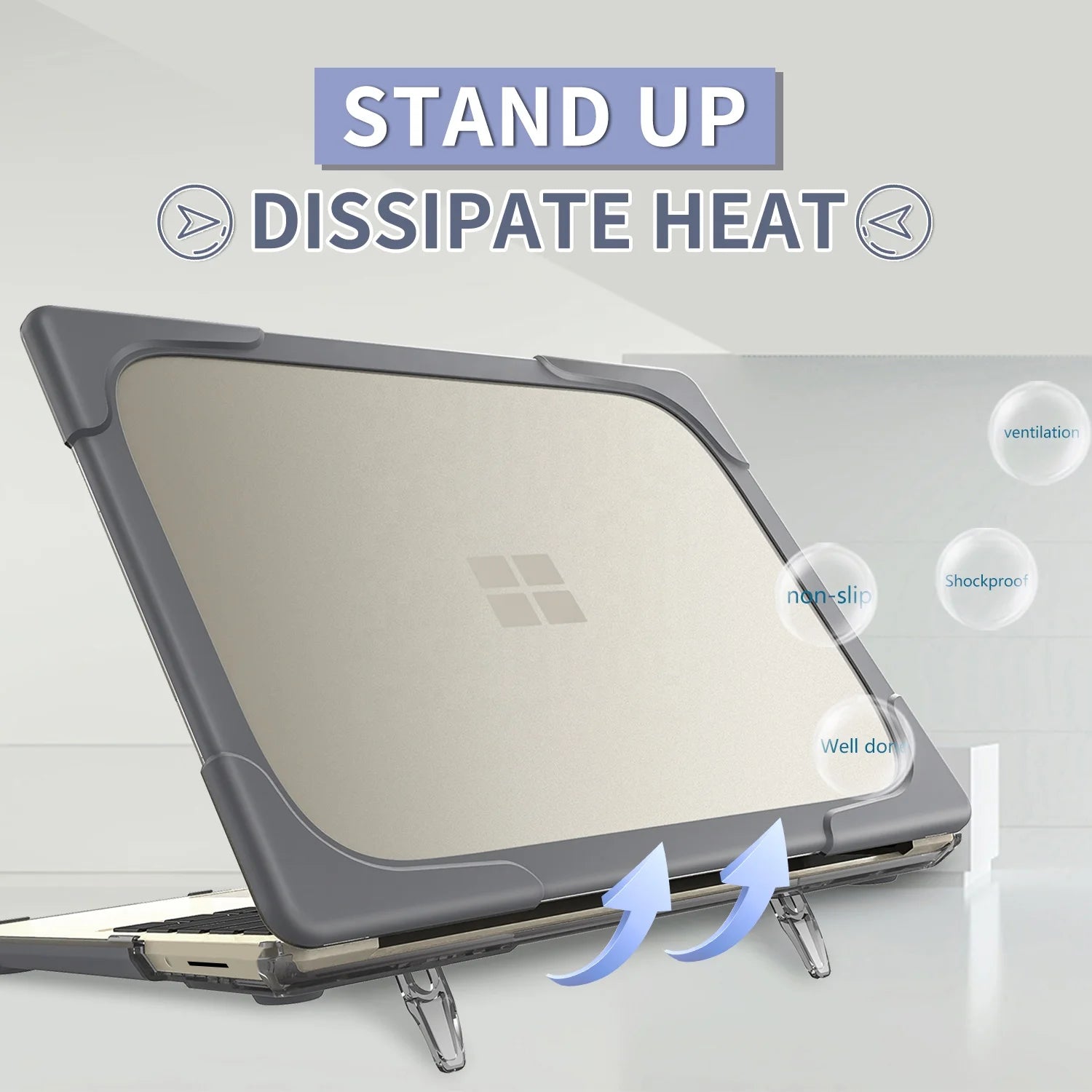 JMT-110474 Shockproof TPU PC Hard Shell Case with Fold Kickstand for Microsoft Surface Laptop Go 12.4 Inch 1943