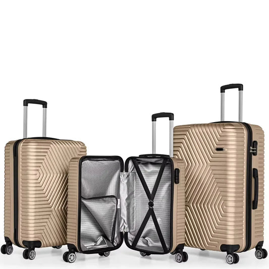 JMT-110794 3-Piece Spinner Trolley Luggage Set with Durable ABS Material for Travel
