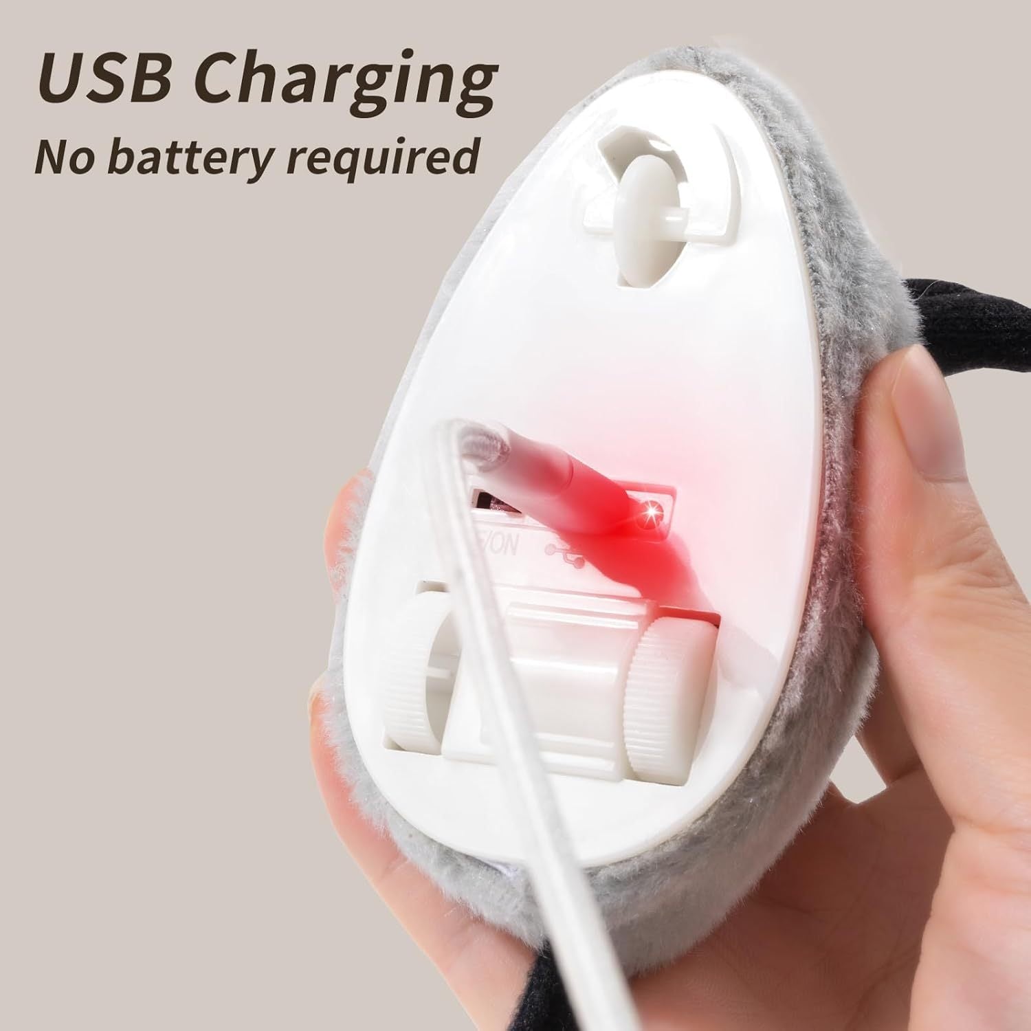 JMT-111050 Automatic Moving LED Cat Mouse Toy with Feather and Bell Tail for Indoor Cats, Rechargeable with Randomized Movement