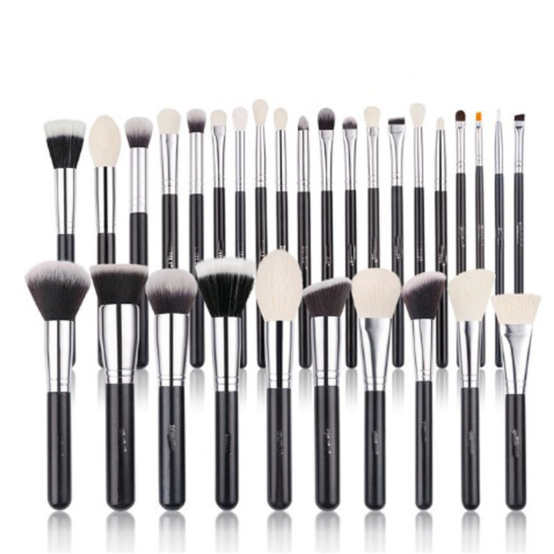 JMT-111178 30-Piece Wooden Handle Animal Hair Makeup Brush Set for Professional Makeup Application