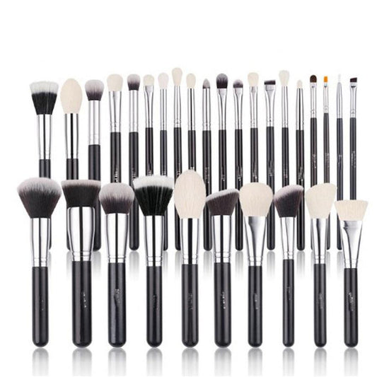 JMT-111178 30-Piece Wooden Handle Animal Hair Makeup Brush Set for Professional Makeup Application