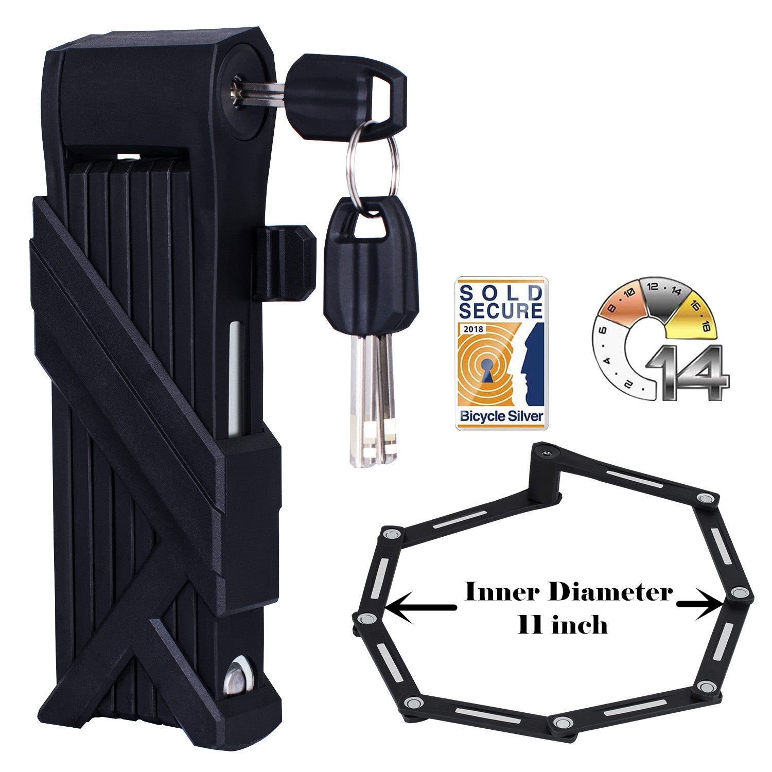 JMT-111434 Folding Chain Bike Lock - Universal Security Solution for Bicycles