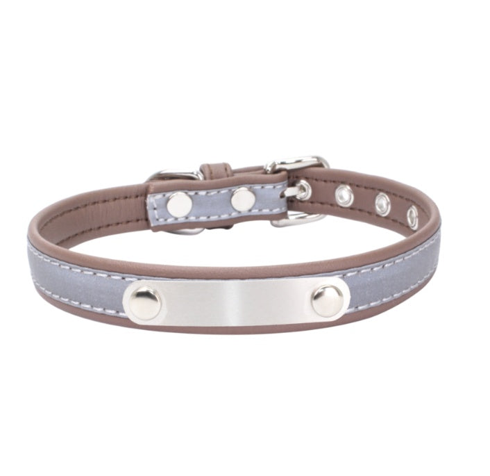 JMT-111562 Stainless Steel Iron Lettering Anti-Lost Dog Collar with Comfortable Microfiber Chain