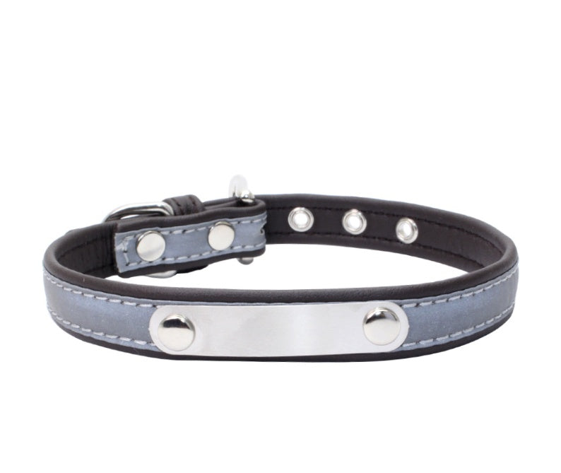 JMT-111562 Stainless Steel Iron Lettering Anti-Lost Dog Collar with Comfortable Microfiber Chain