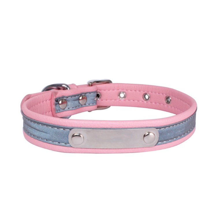 JMT-111562 Stainless Steel Iron Lettering Anti-Lost Dog Collar with Comfortable Microfiber Chain