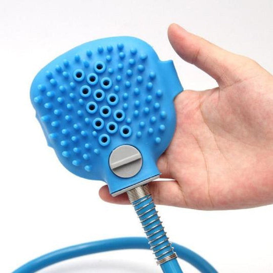 JMT-111882 Comfortable Pet Bathing Tool with Massaging Shower Sprayer and Brush for Dogs and Cats
