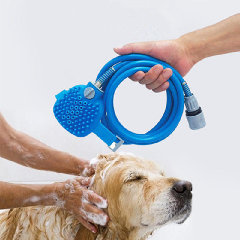 JMT-111882 Comfortable Pet Bathing Tool with Massaging Shower Sprayer and Brush for Dogs and Cats